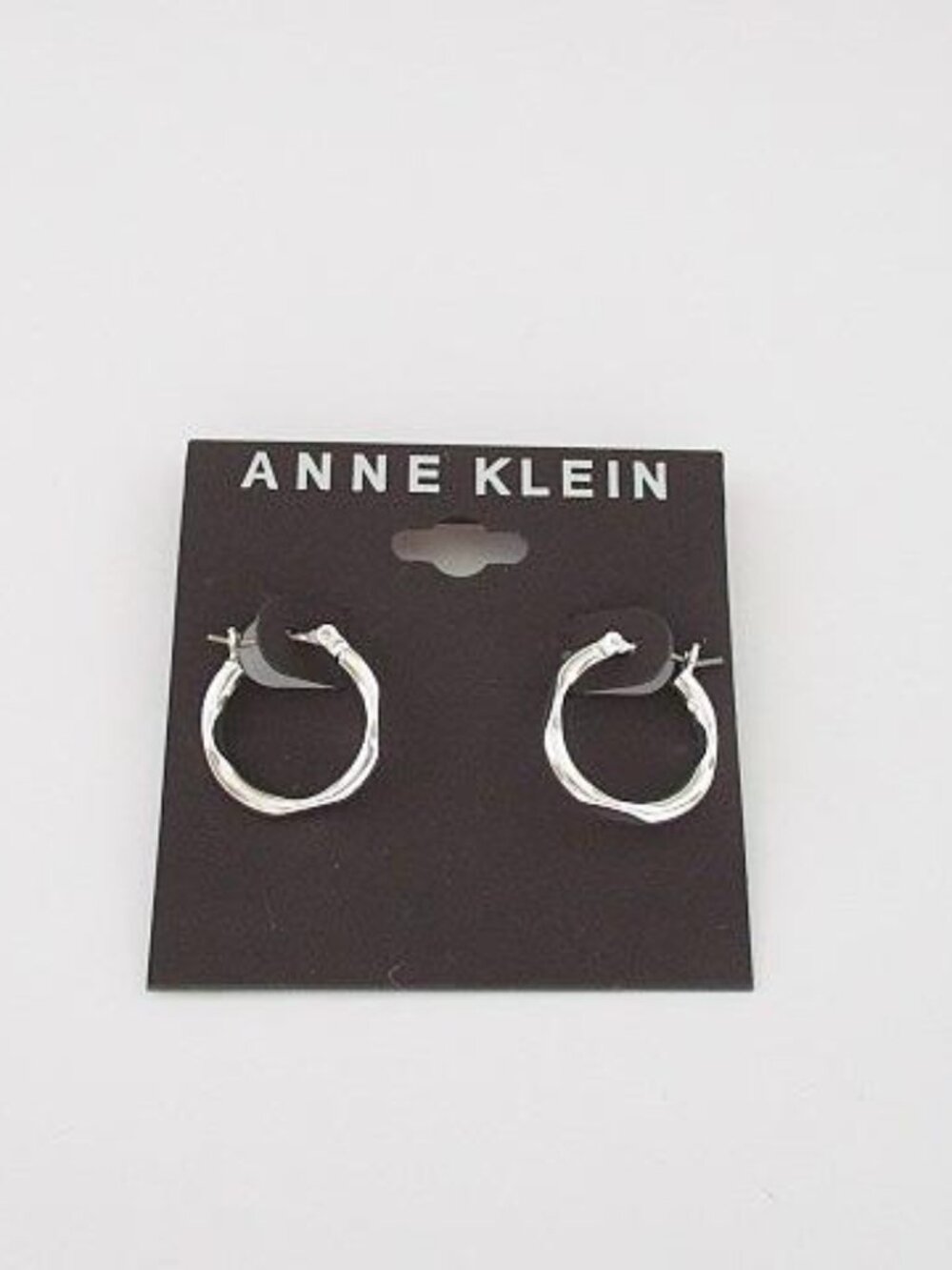 Anne Klein Silver Twisted Sculptural Hoop Earrings NWT
